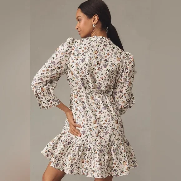 English Factory Floral Print Pintuck Smock Dress Medium - Picture 3 of 3